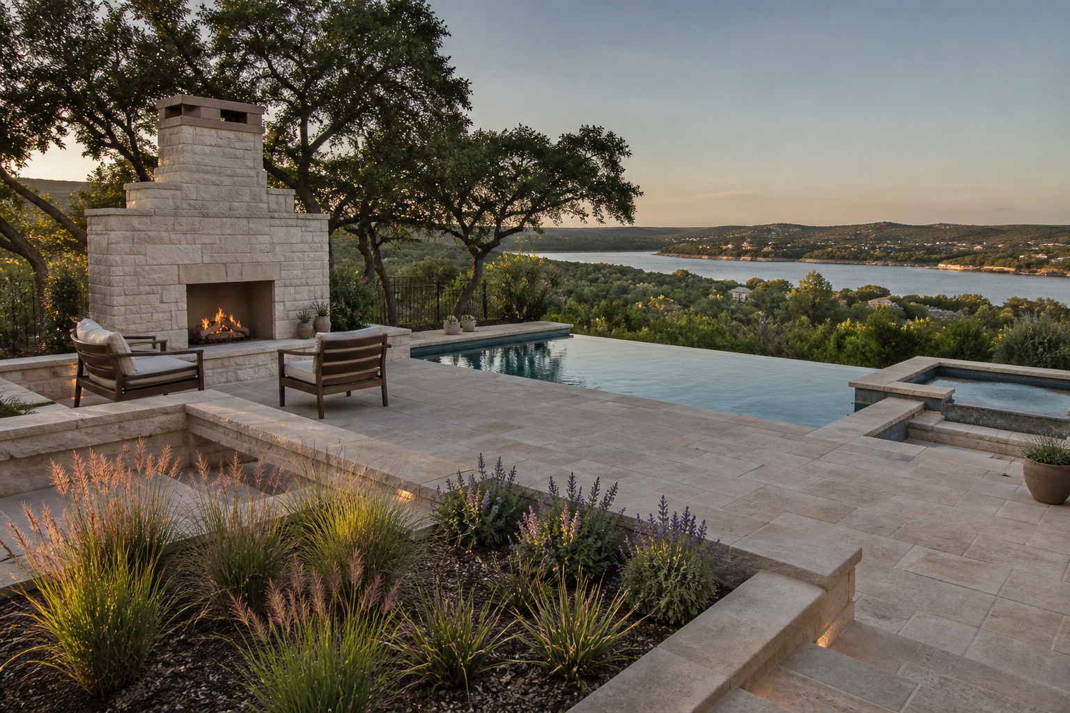Albañilería, paisaje y construcción en Horseshoe Bay, Texas