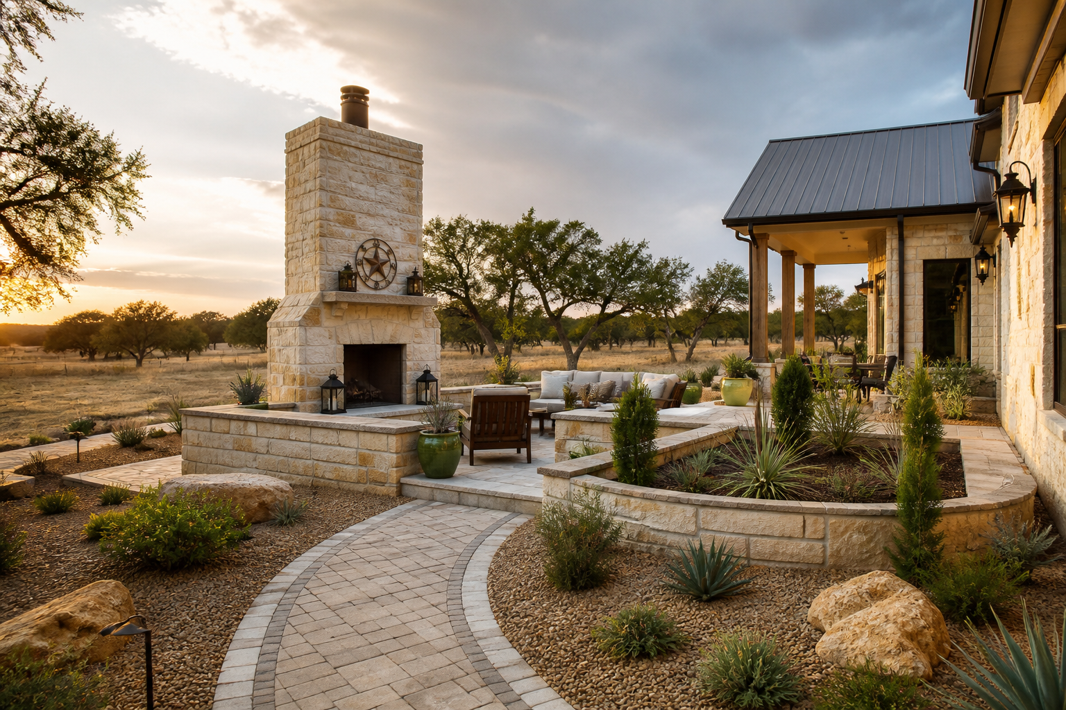 Albañilería, paisaje y construcción en Paige, Texas