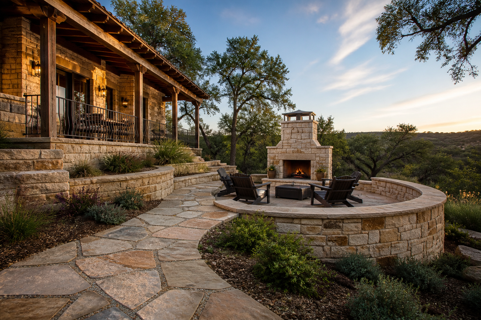 Albañilería, paisaje y construcción en Spicewood, Texas