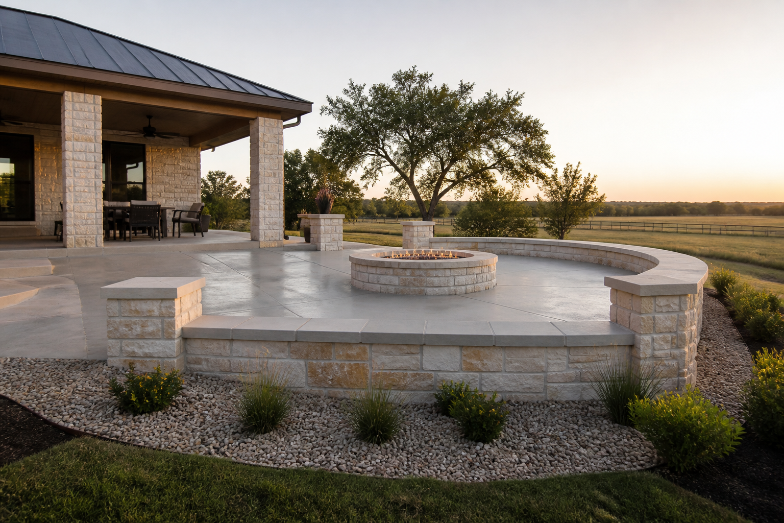 Albañilería, paisaje y construcción en Thrall, Texas