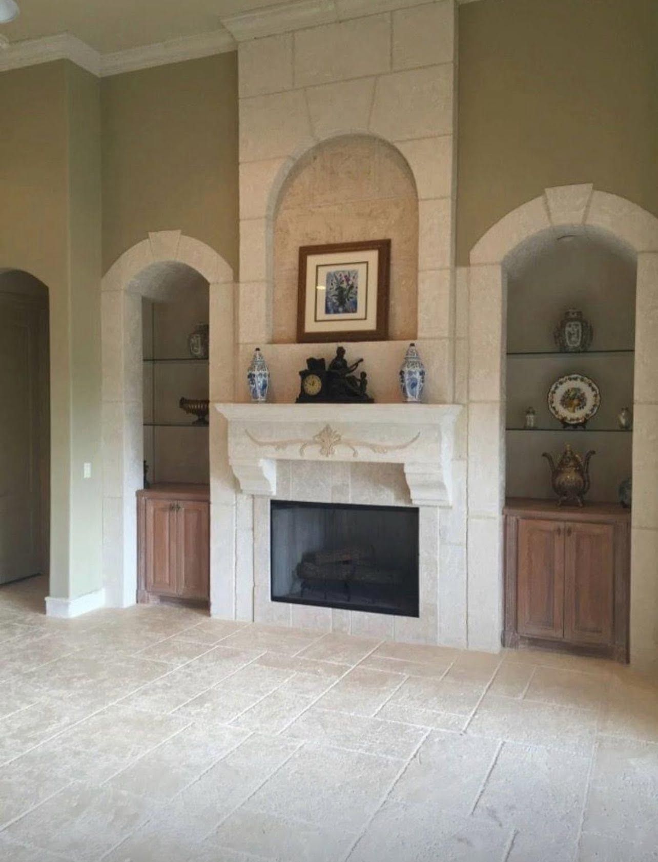 Custom interior stone fireplace
